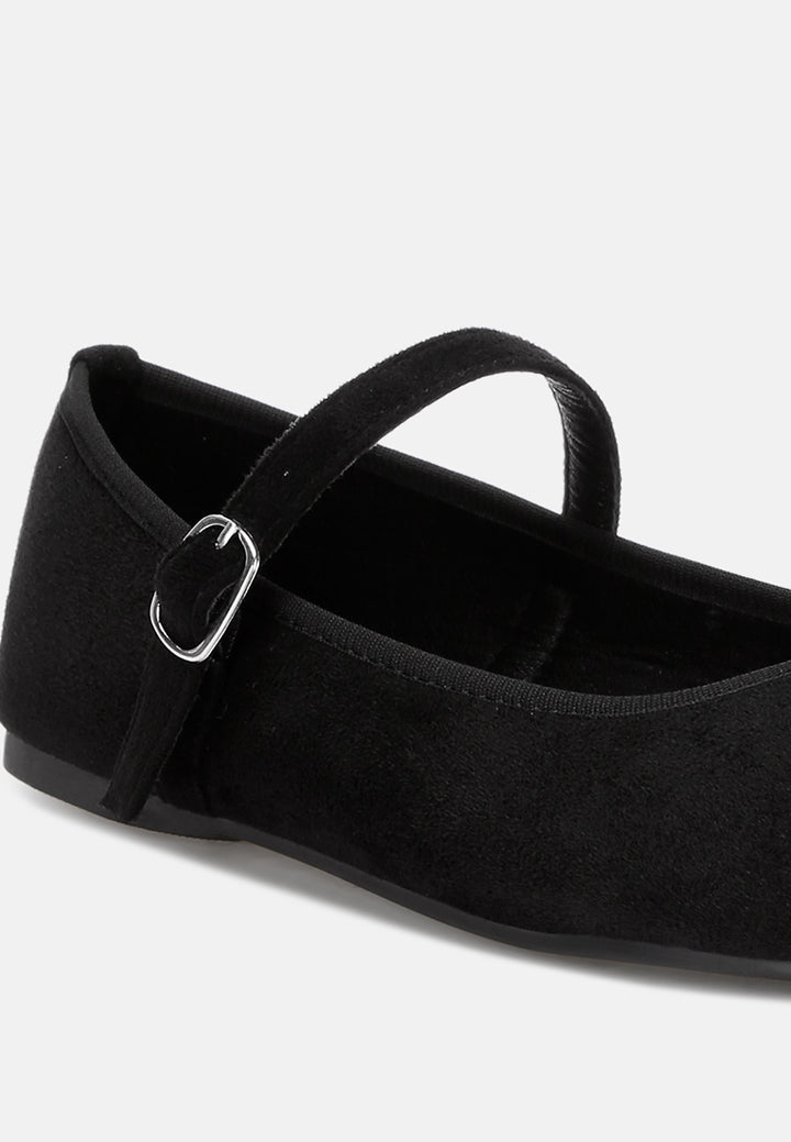 Montrose Mid Foot Pin Buckle Ballerinas#color_black-suede