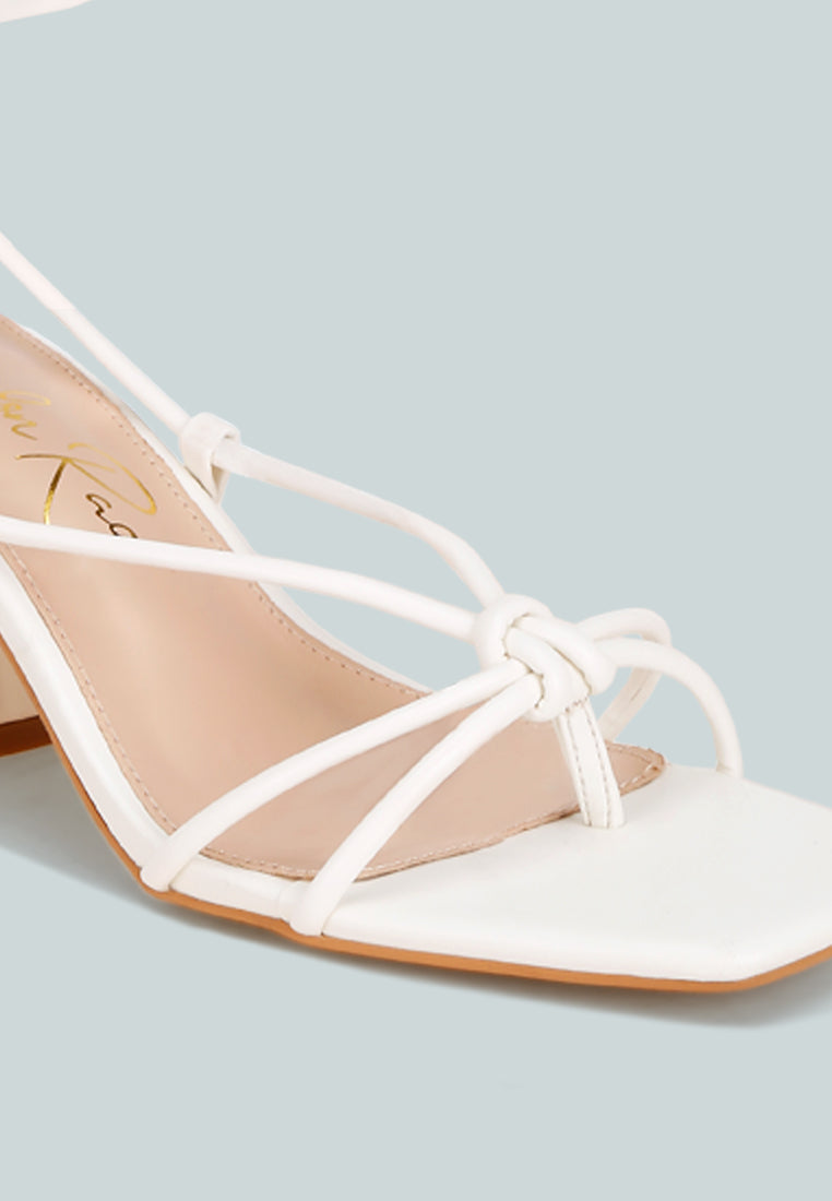 Porsiah Strappy Tie Up Block Heels#color_white