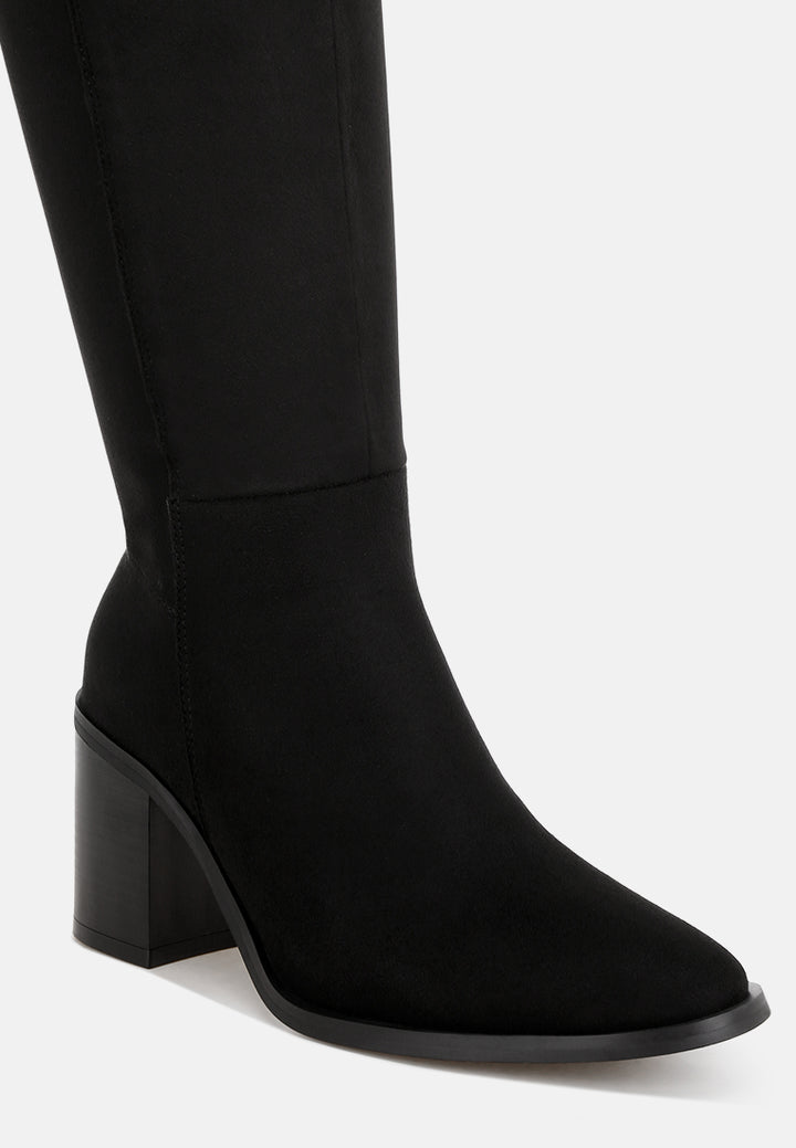 Sajama Round Toe Knee-High Boots#color_black-suede