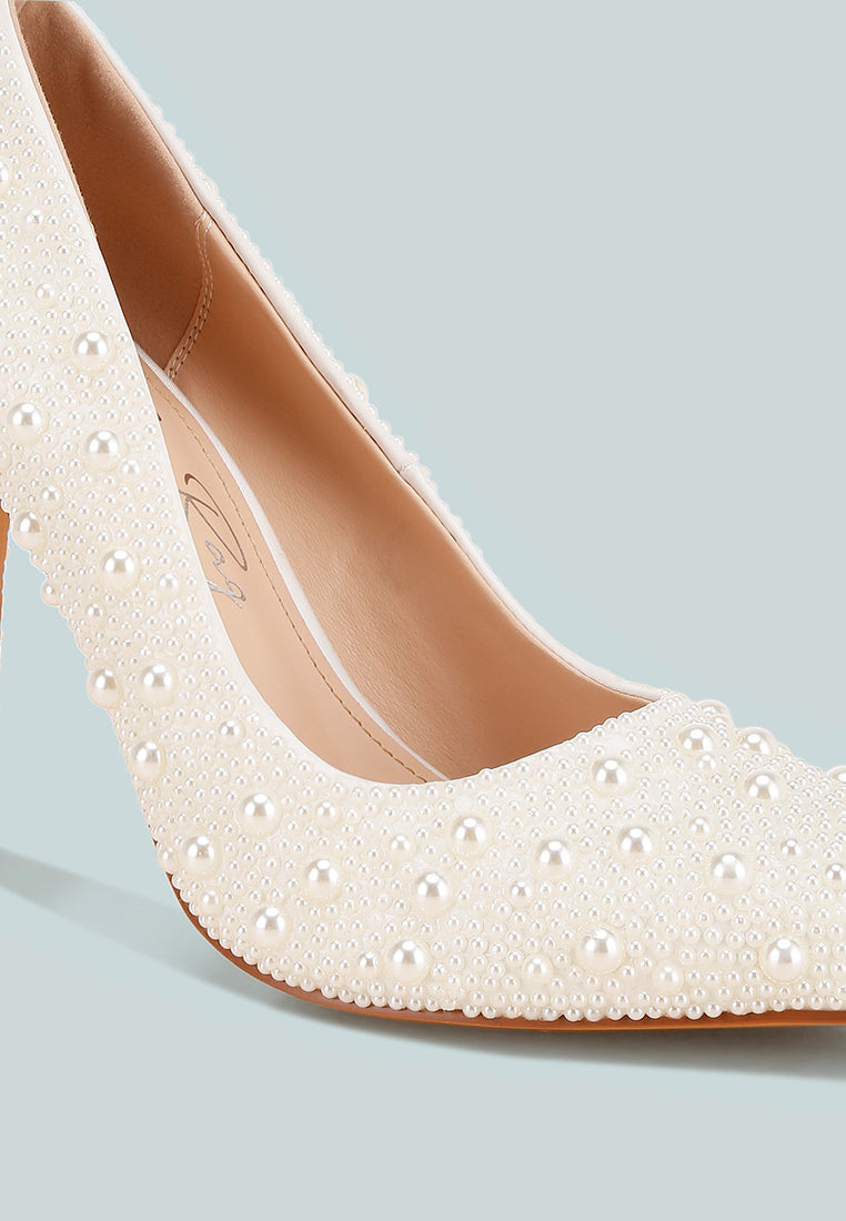 Arabella Pearls Embellished Stiletto Pumps