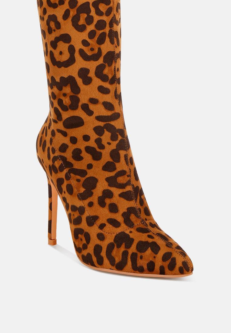 Hydranga Stretch Knee High Stiletto Boots#color_leopard-suede