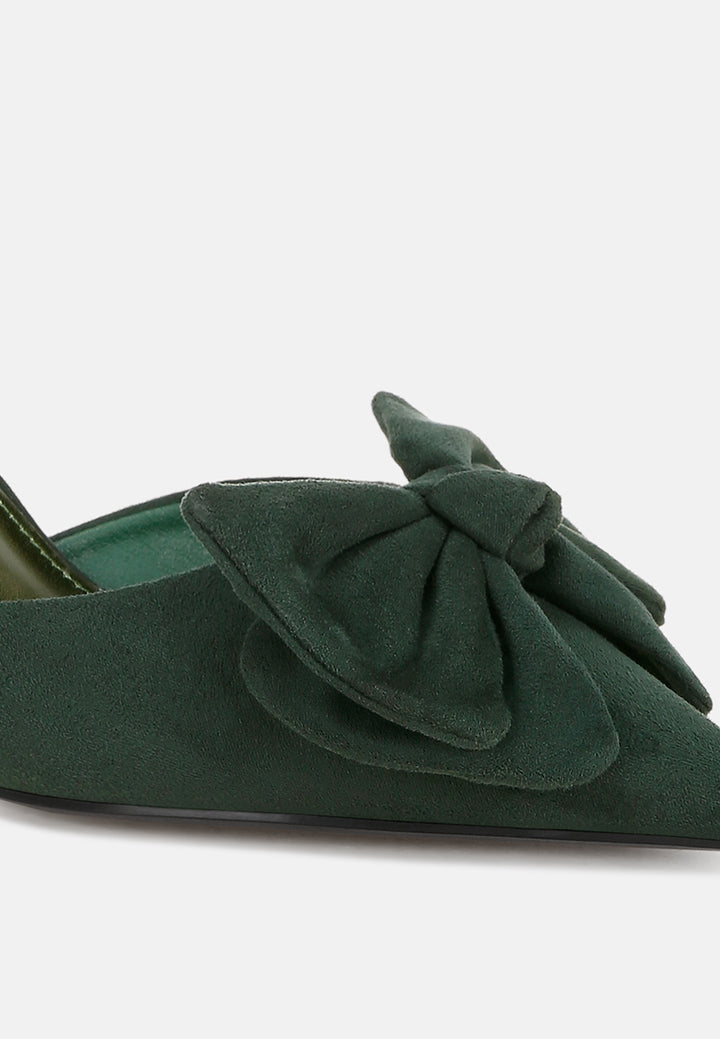 Tacones de aguja con detalle de lazo Papave#color_green-suede