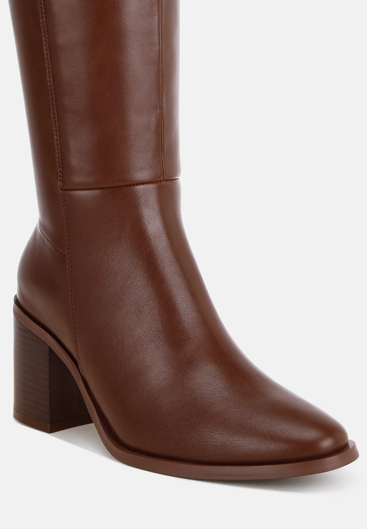 Sajama Round Toe Knee-High Boots#color_brown-smooth