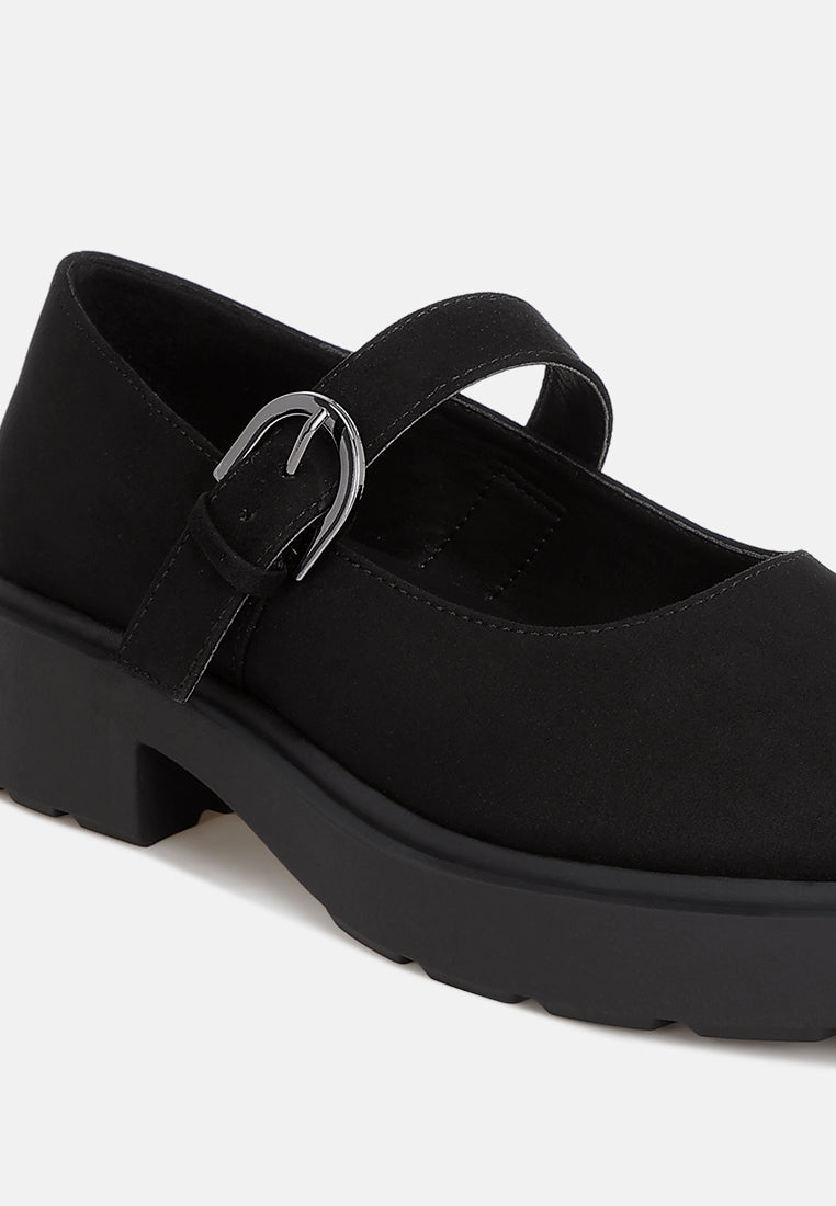 Hollister Low Heel Mary Jane Shoes#color_black-suede