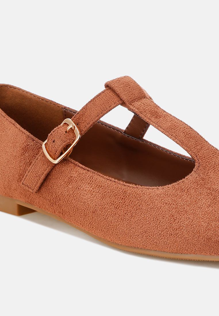 velsna pin buckle ballet flats#color_brown-suede