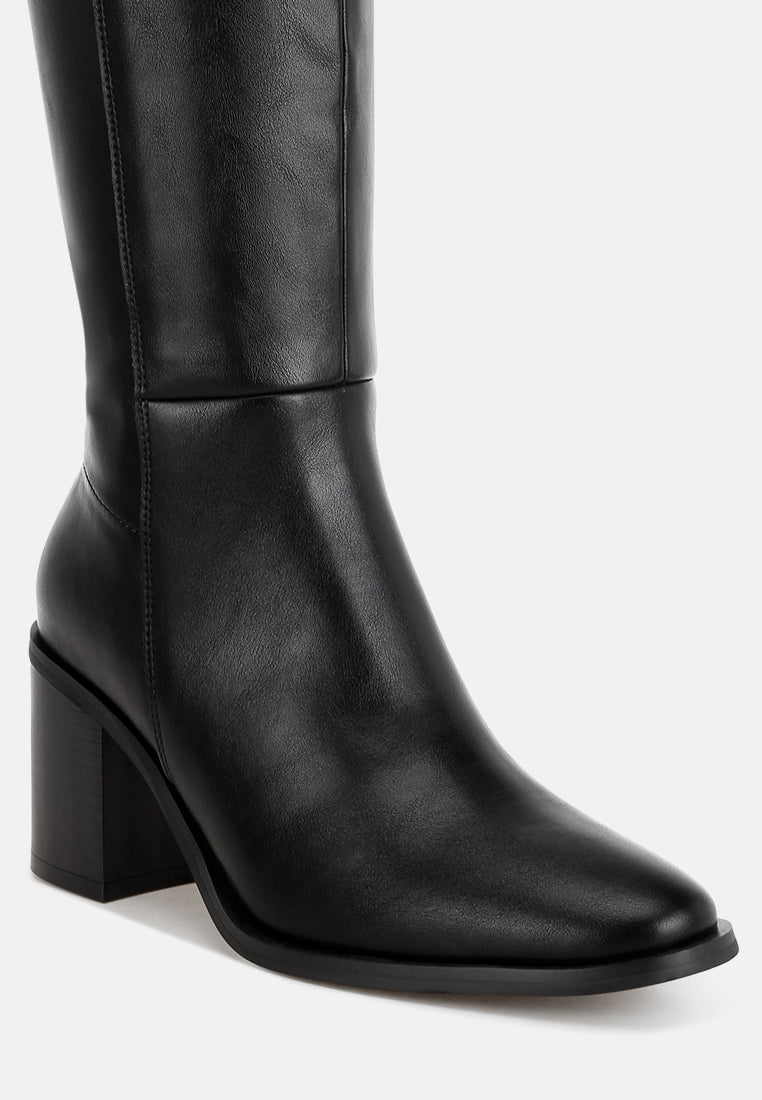 Sajama Round Toe Knee-High Boots#color_black-smooth