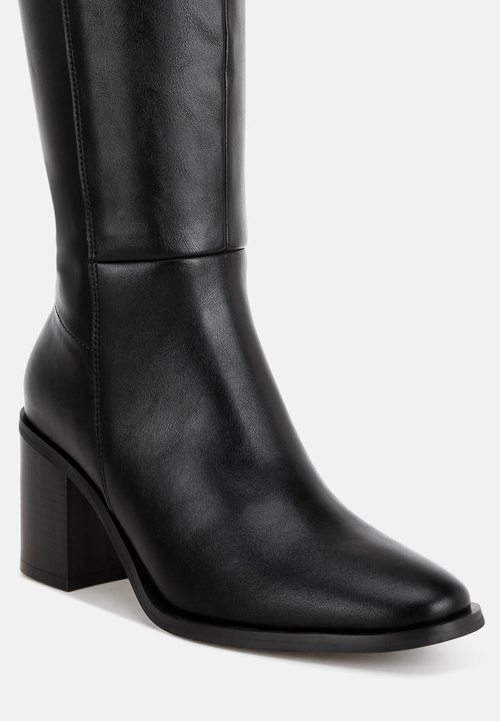Sajama Round Toe Knee-High Boots#color_black-smooth