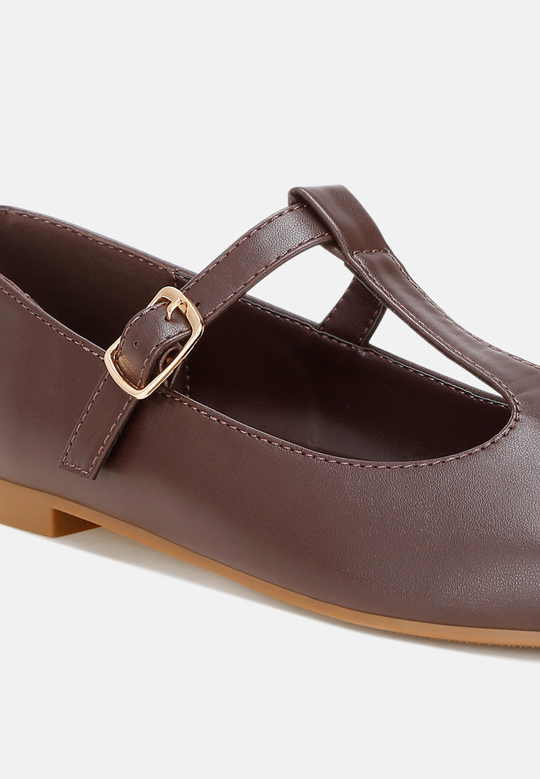 velsna pin buckle ballet flats#color_brown-smooth