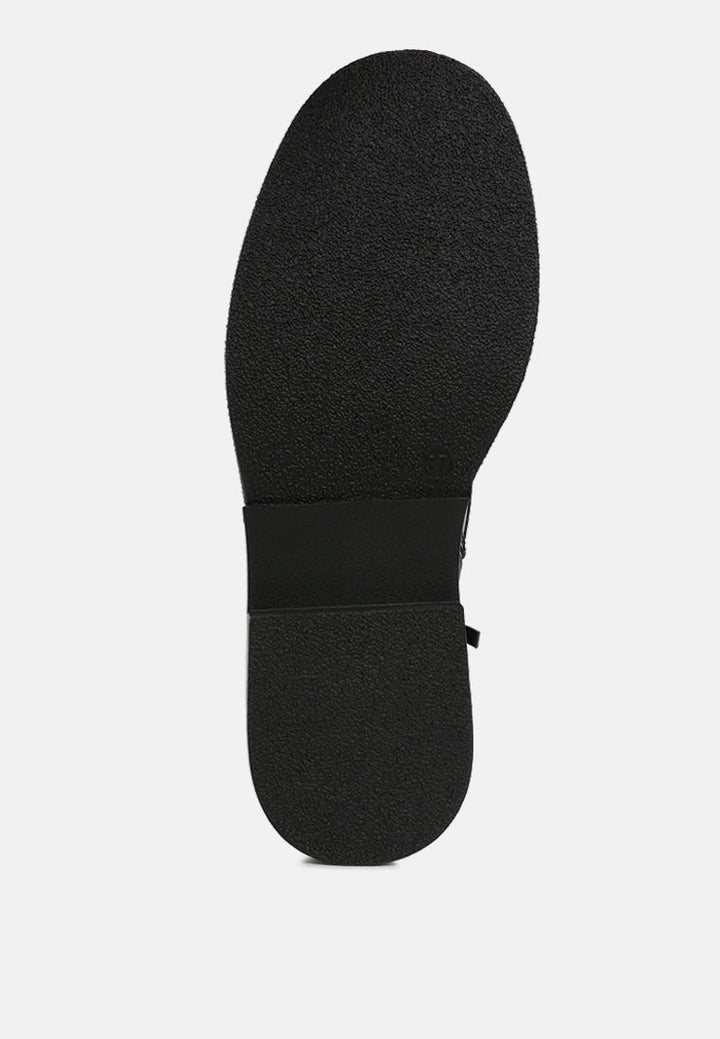 metallic texture lace up boots by mode#color_black