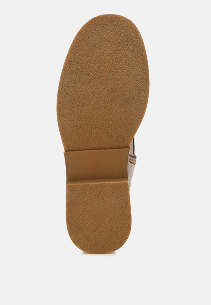 metallic texture lace up boots by mode#color_tan