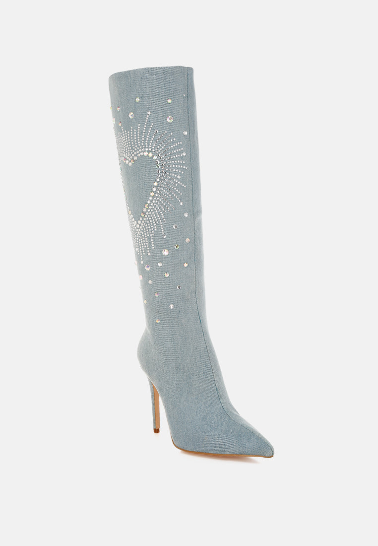 coastra rhinestone embellished stiletto boots#color_dark-blue