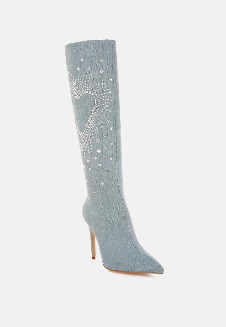 coastra rhinestone embellished stiletto boots#color_dark-blue