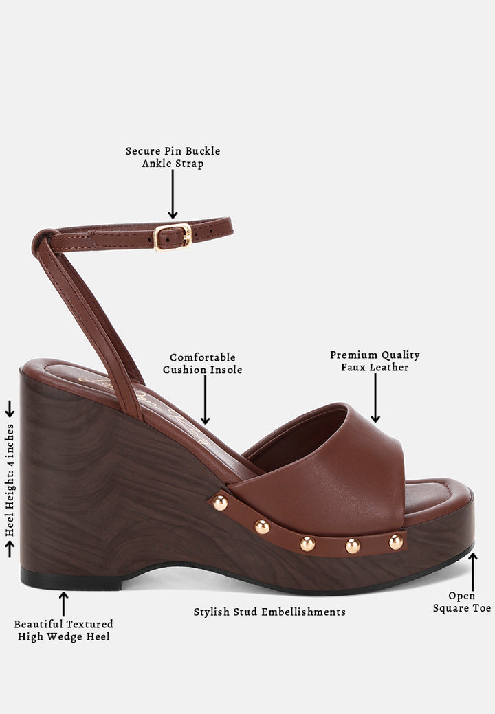 colada ankle strap studded wedges by ft#color_brown