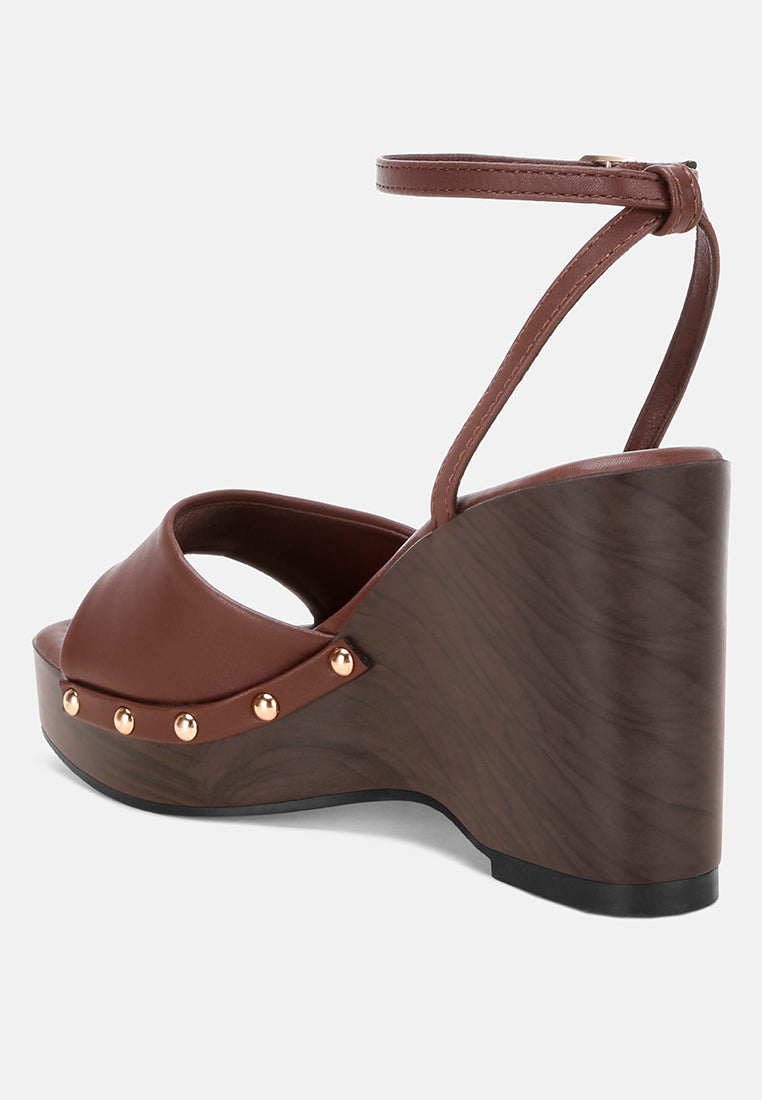 colada ankle strap studded wedges by ft#color_brown
