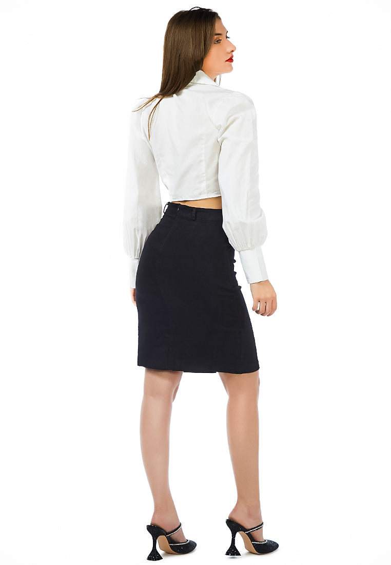 collared puff tie-up crop top#color_white
