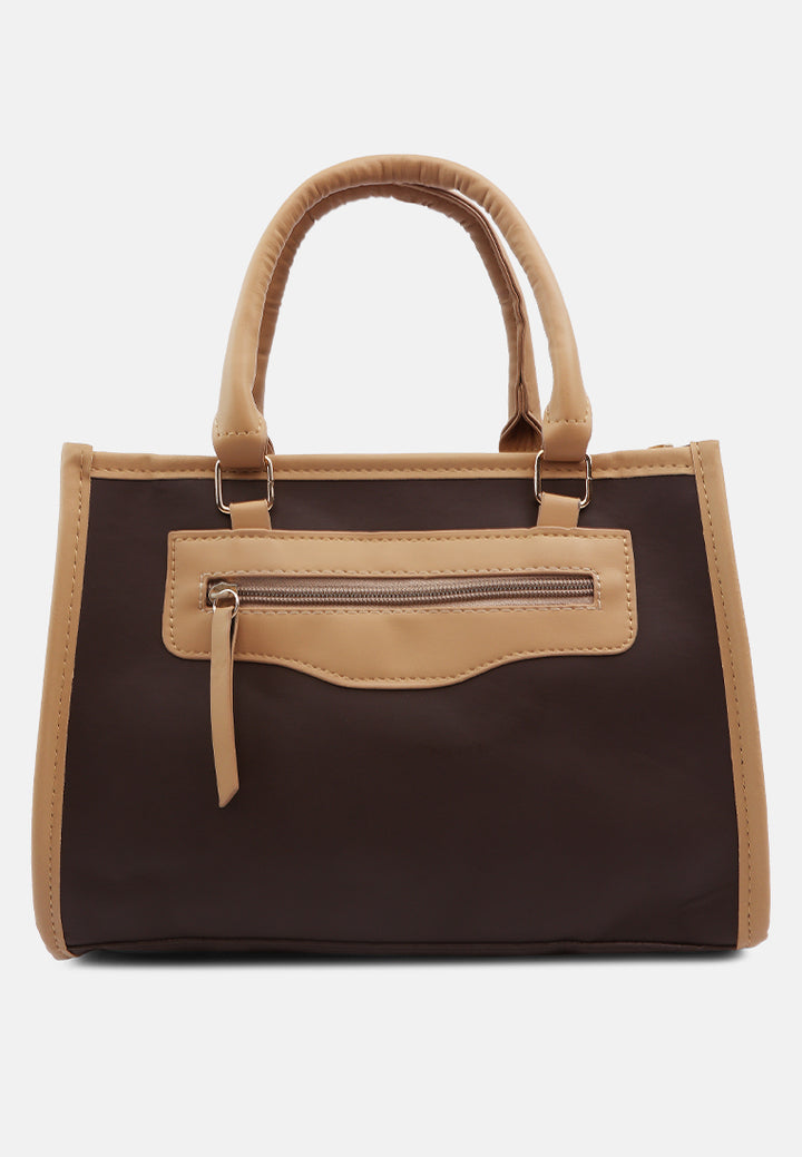Color Block Tote Bag#color_brown