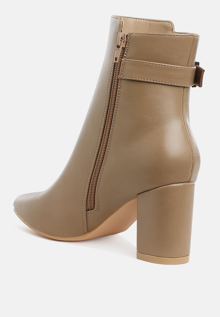 conchos belt detail block heel boots#color_taupe