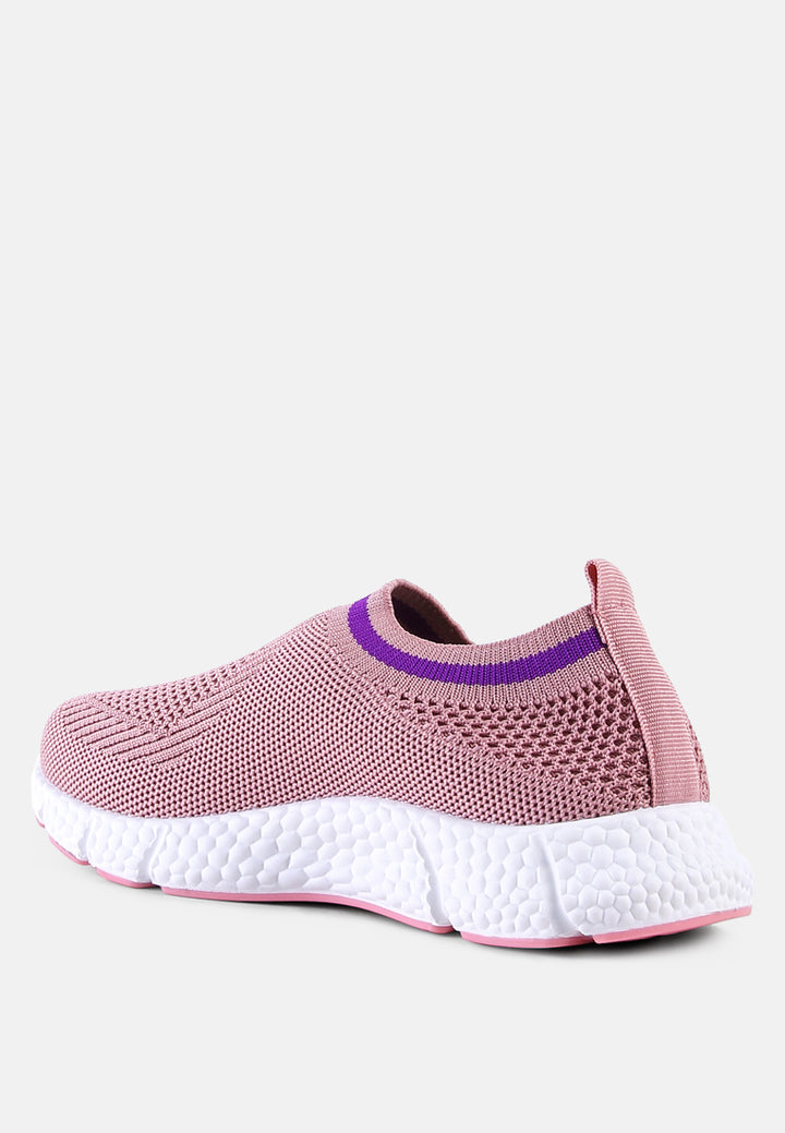 contrast cuff kids active knitted sneakers#color_pink