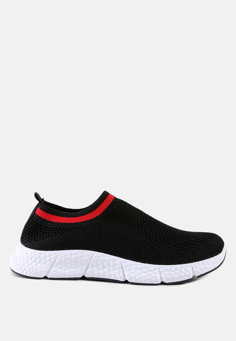 contrast cuff kids active knitted sneakers#color_black