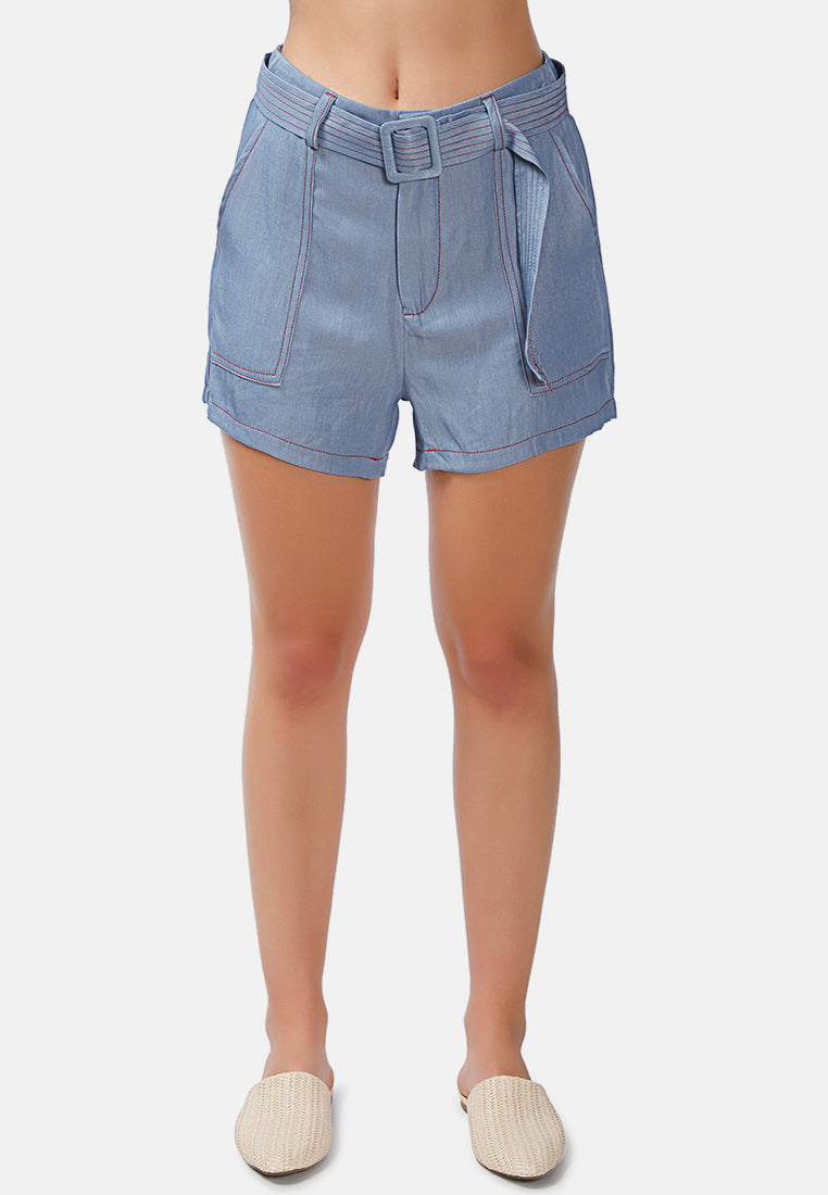 shorts in contrast seam#color_blue