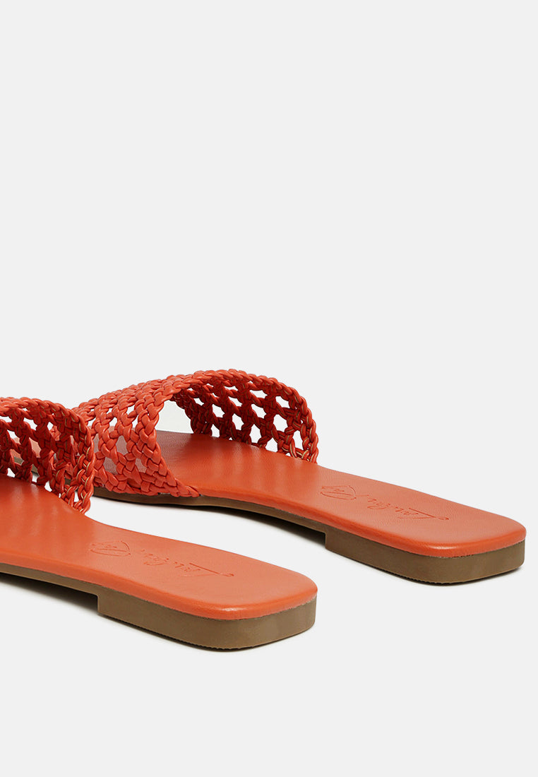 chiara woven strap slip-on flats by ruw#color_orange