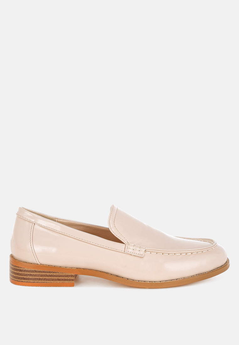 mocasines corleone de piel sintética con tacón apilado#color_beige