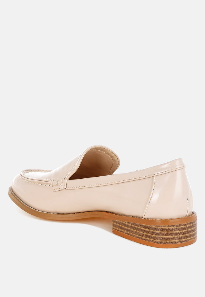 mocasines corleone de piel sintética con tacón apilado#color_beige