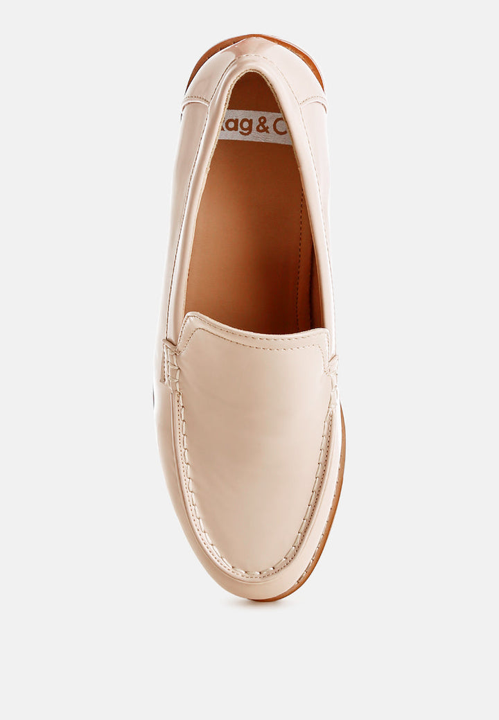 mocasines corleone de piel sintética con tacón apilado#color_beige
