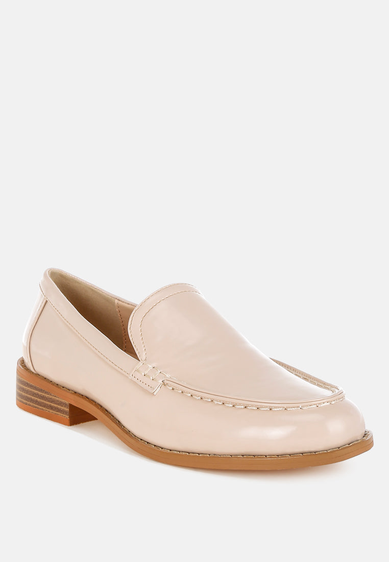 mocasines corleone de piel sintética con tacón apilado#color_beige
