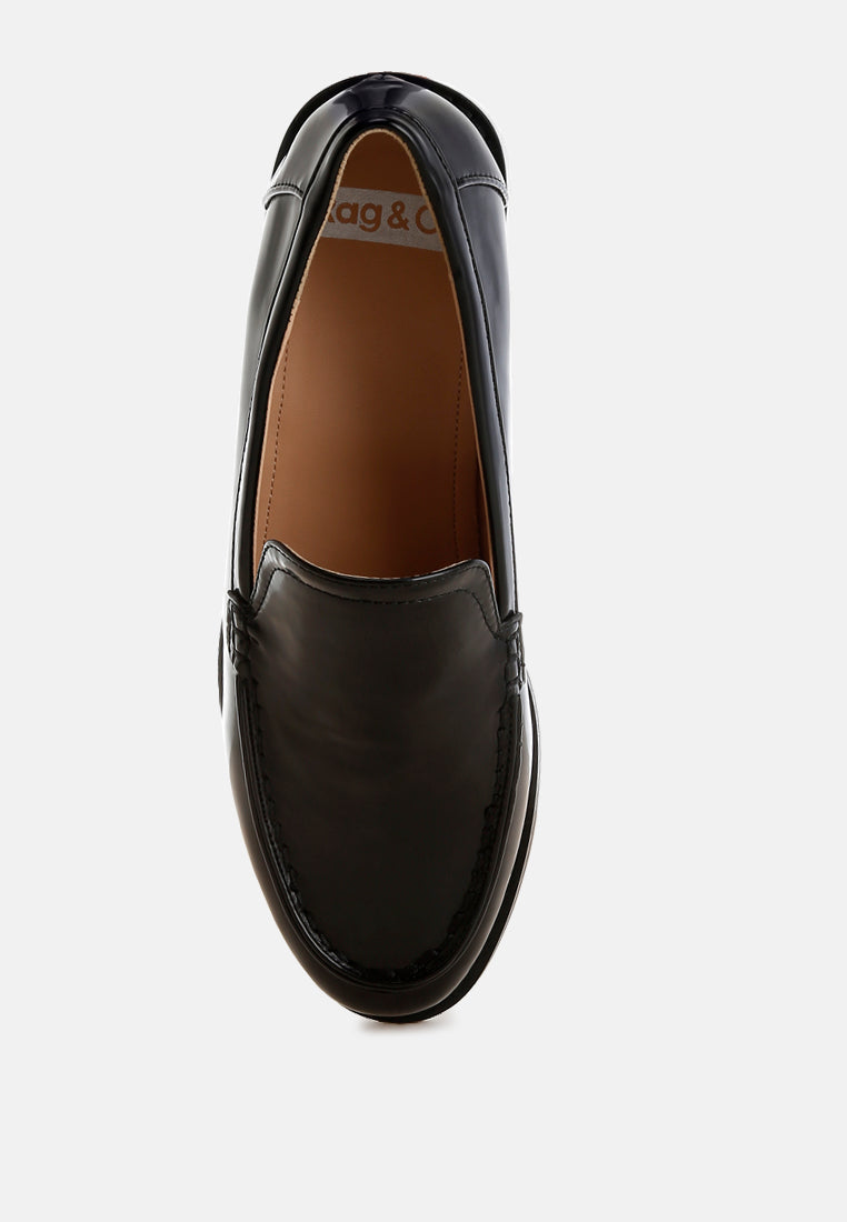 Mocasines Corleone de piel sintética con tacón apilado#color_black
