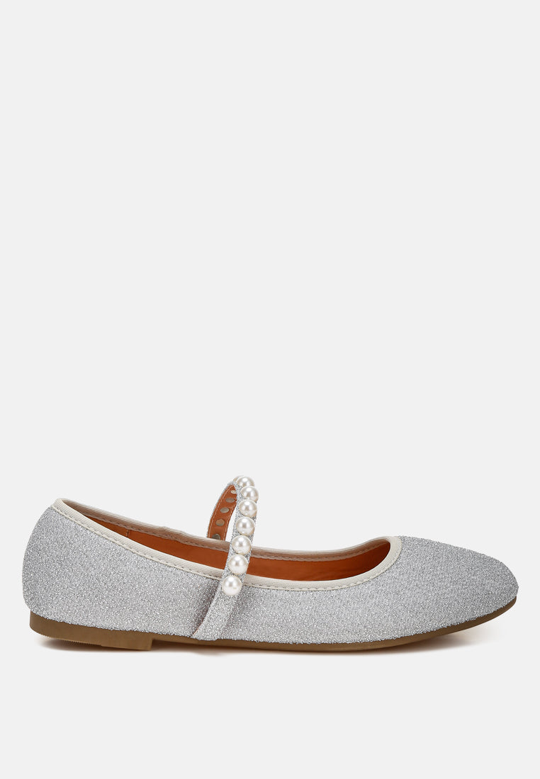 pearl strapped glitter ballerinas by mode#color_silver