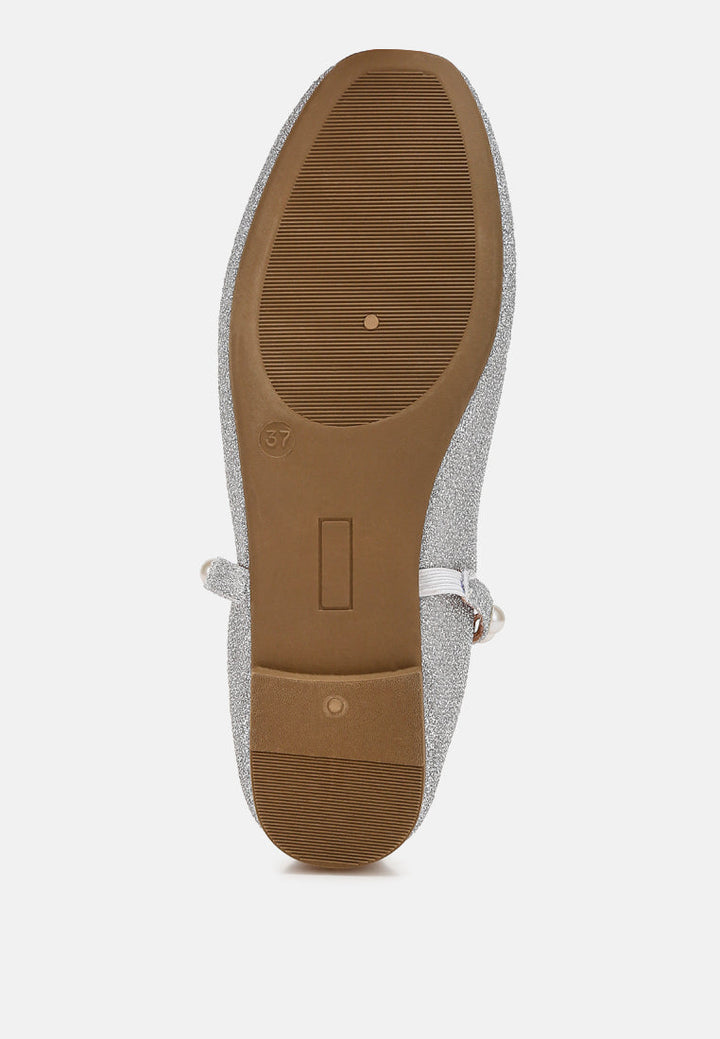 pearl strapped glitter ballerinas by mode#color_silver
