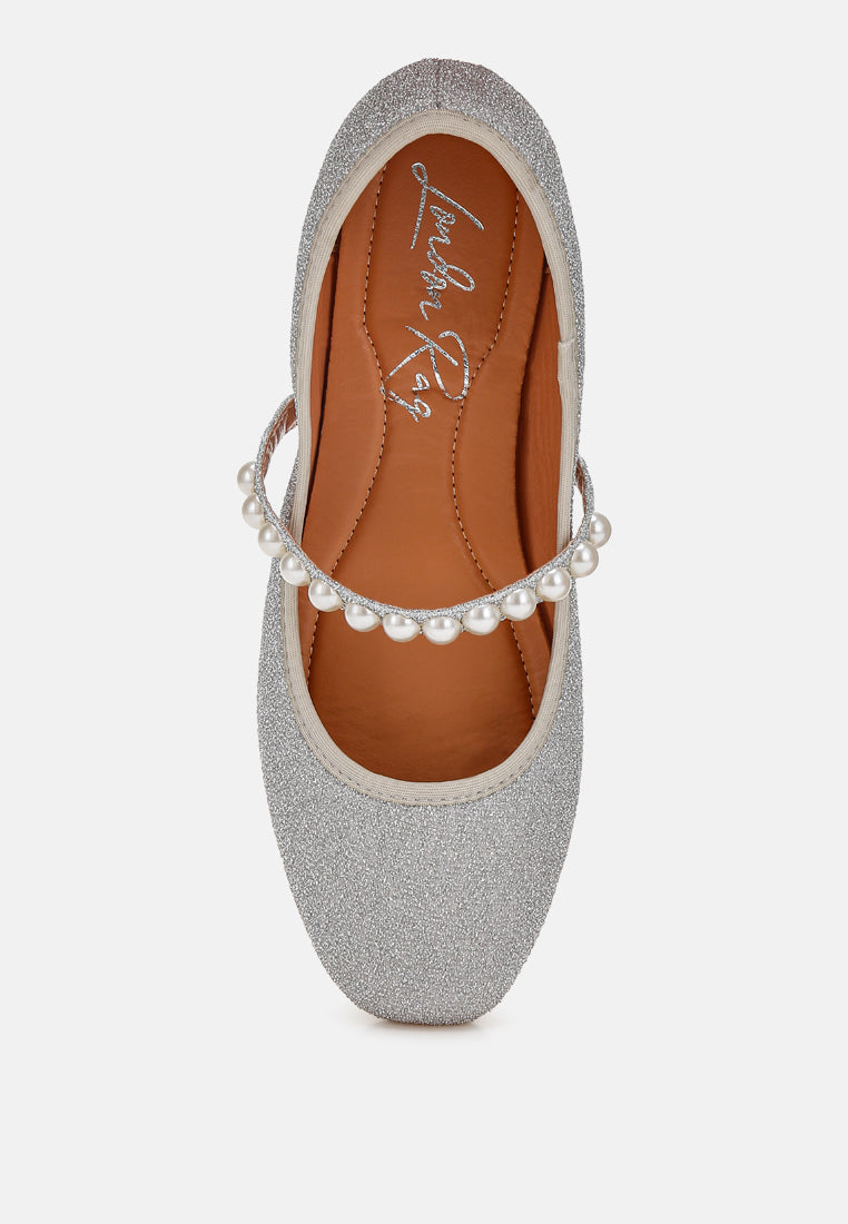 pearl strapped glitter ballerinas by mode#color_silver