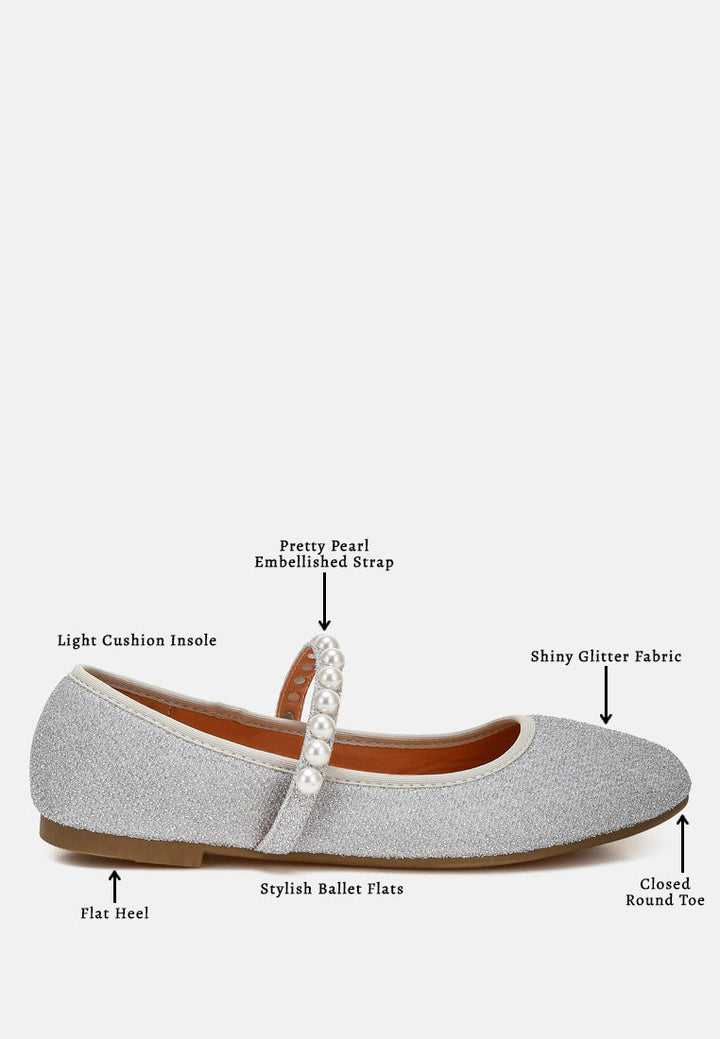 pearl strapped glitter ballerinas by mode#color_silver