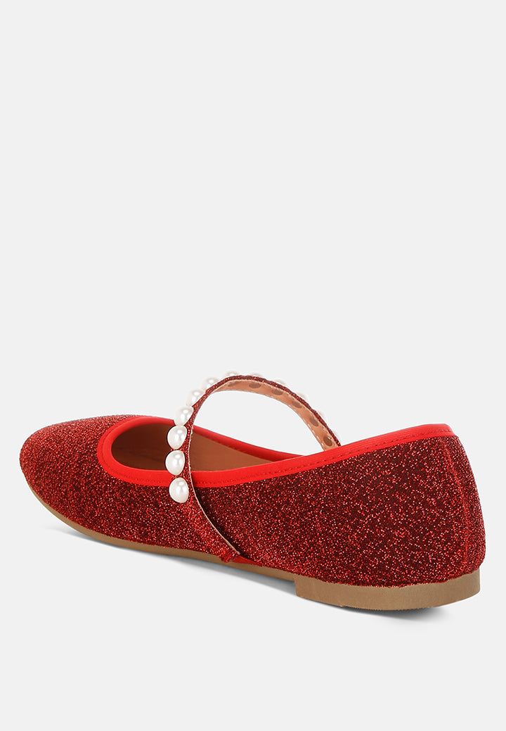pearl strapped glitter ballerinas by mode#color_red