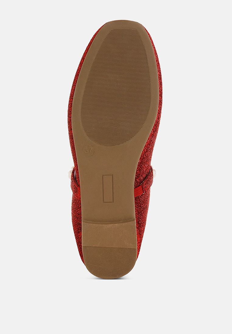 pearl strapped glitter ballerinas by mode#color_red