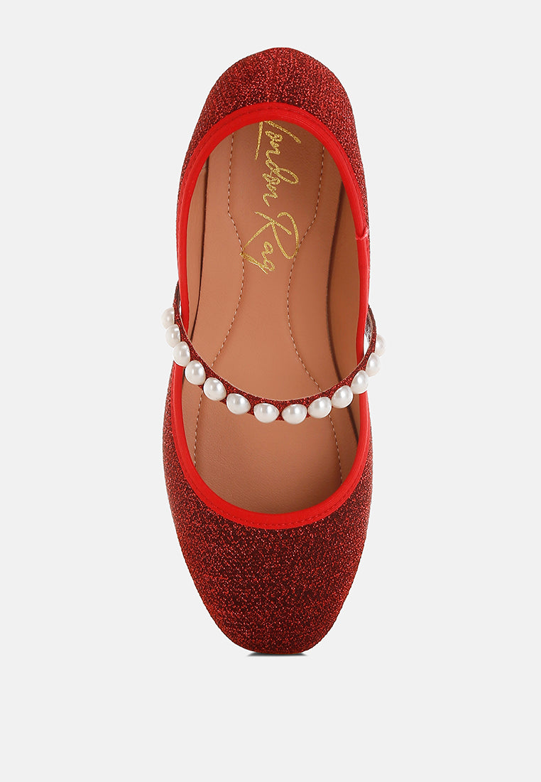 pearl strapped glitter ballerinas by mode#color_red