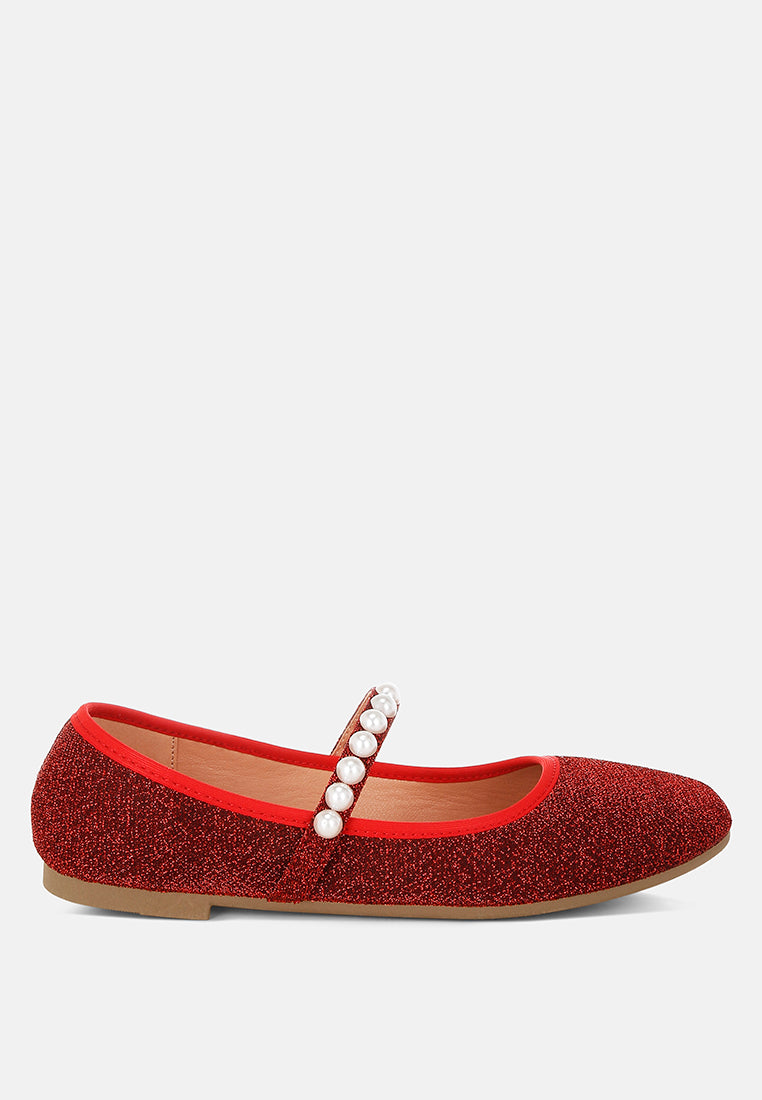 pearl strapped glitter ballerinas by mode#color_red