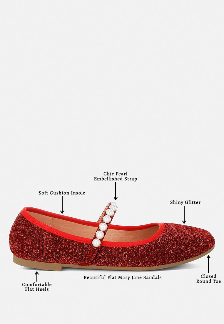 pearl strapped glitter ballerinas by mode#color_red