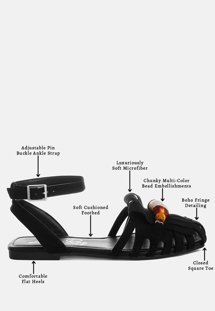 corvina bead embellished cut work flats by ft#color_black