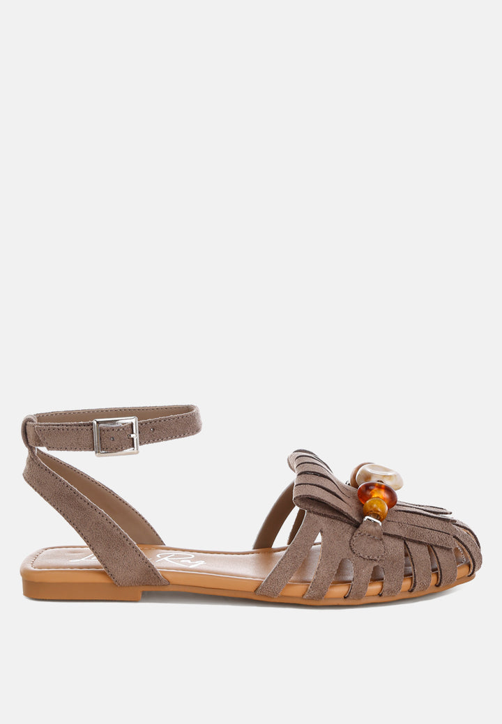 corvina bead embellished cut work flats by ft#color_taupe