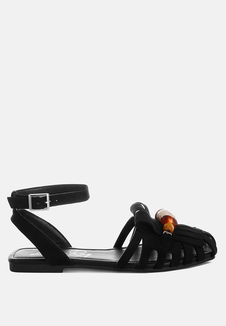 corvina bead embellished cut work flats by ft#color_black