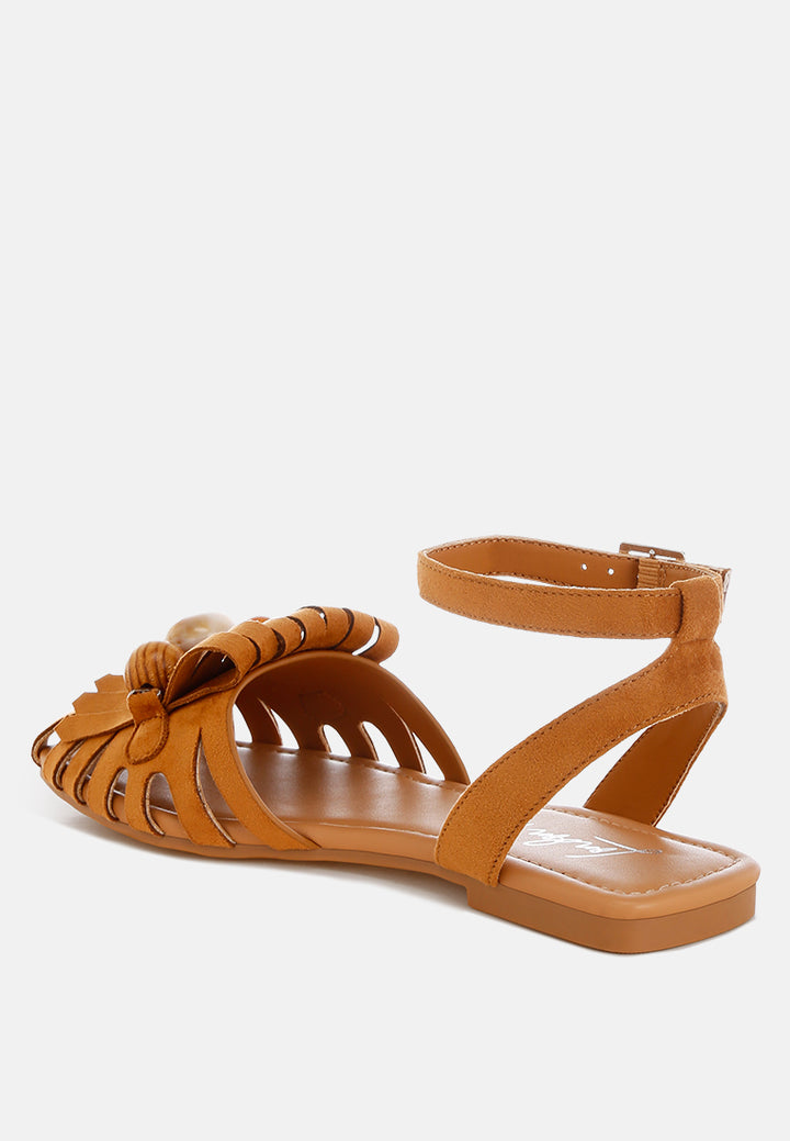 corvina bead embellished cut work flats by ft#color_tan