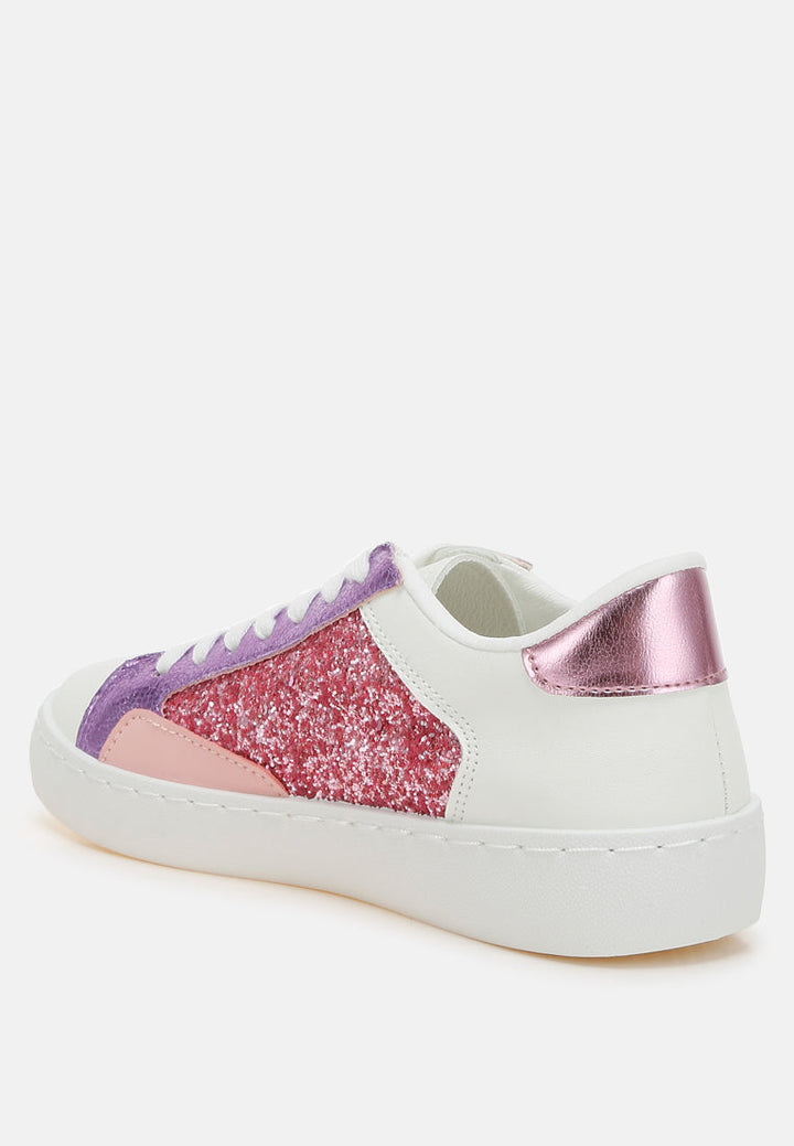 glitter faux leather sneakers by rag#color_pink