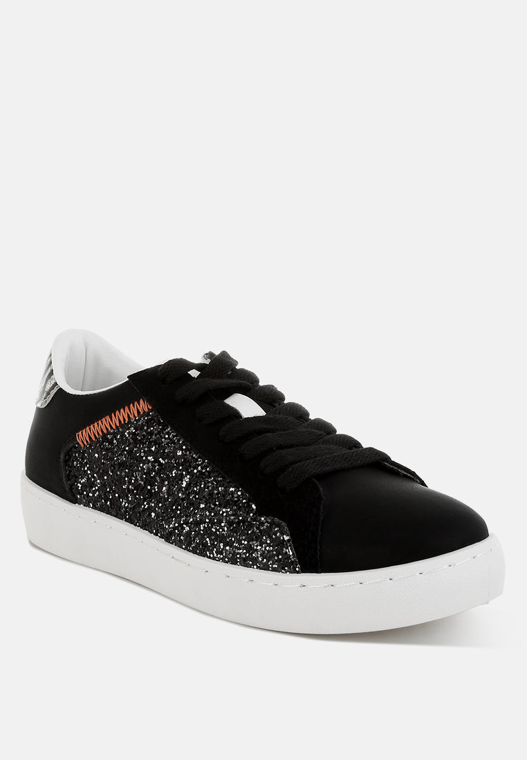 glitter faux leather sneakers by ruw#color_black