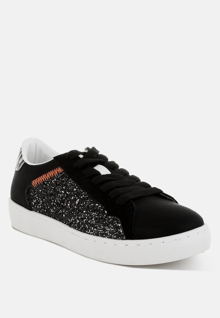glitter faux leather sneakers by ruw#color_black