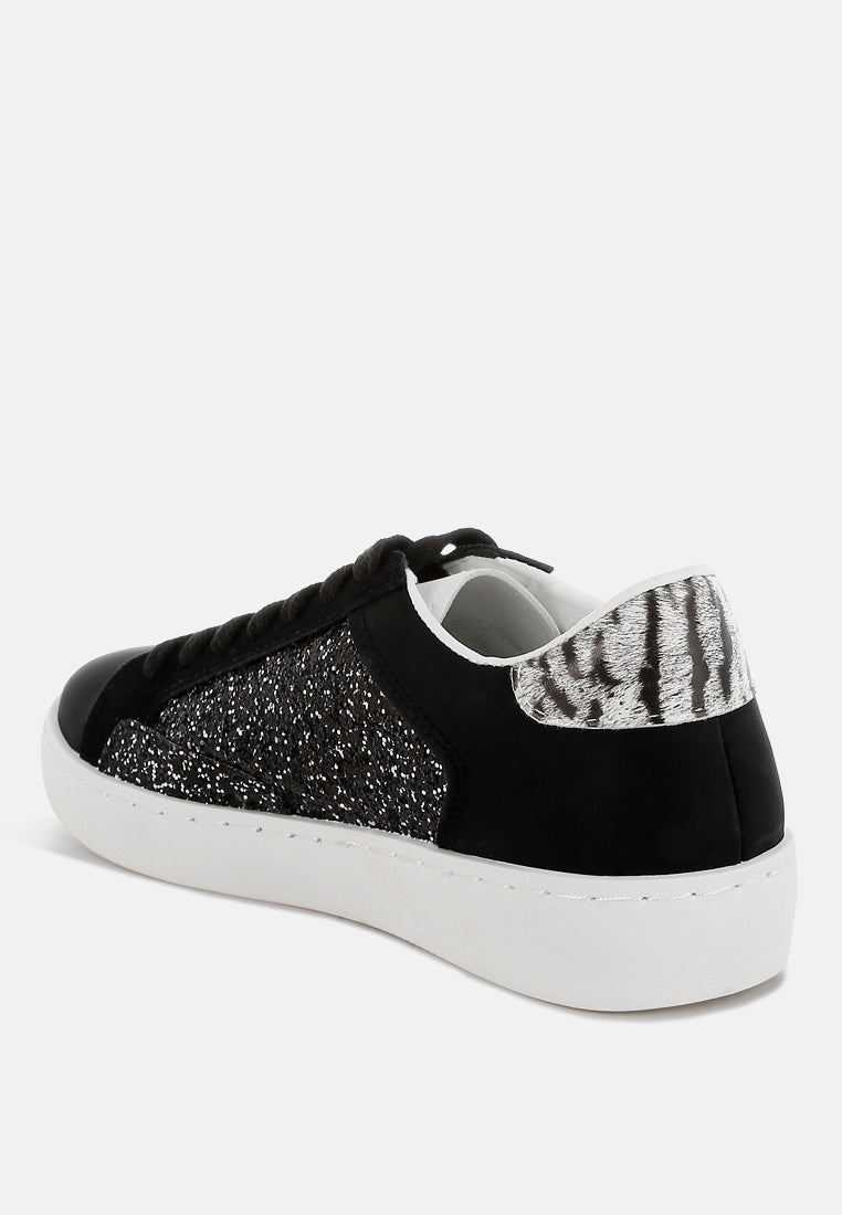 glitter faux leather sneakers by ruw#color_black