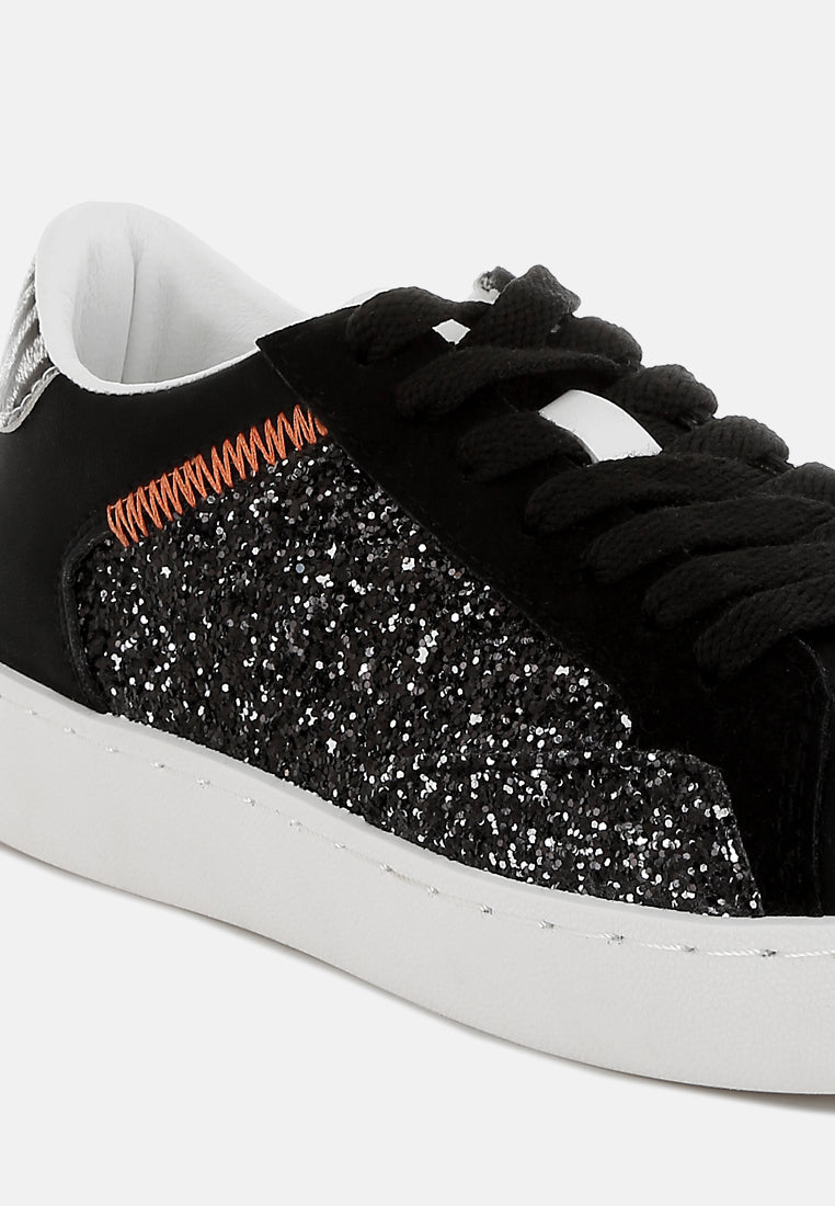 glitter faux leather sneakers by ruw#color_black