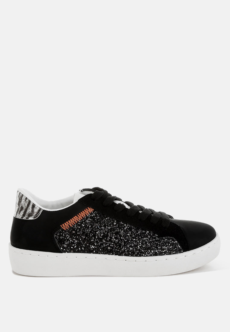 glitter faux leather sneakers by ruw#color_black