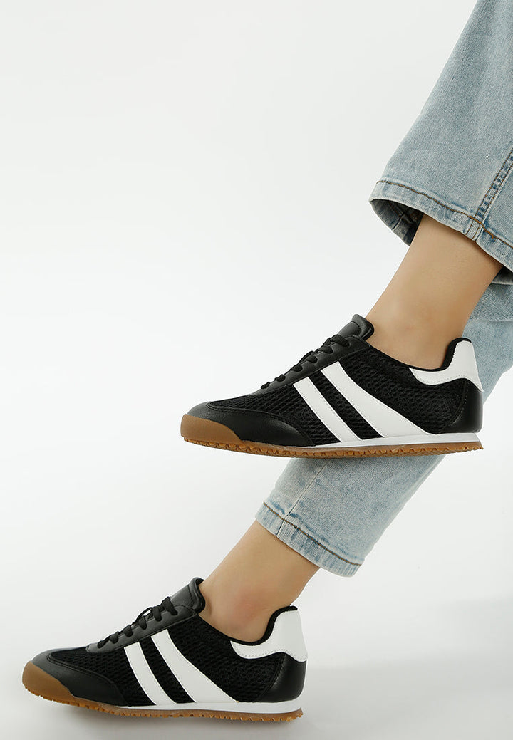 blaster casual striped lace-up sneakers#color_black